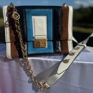 Fendi Kan I Shoulder Bag – Multicolor Patchwork Leather & Suede